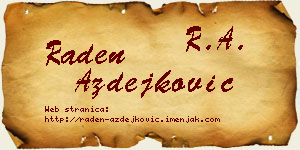 Raden Azdejković vizit kartica
